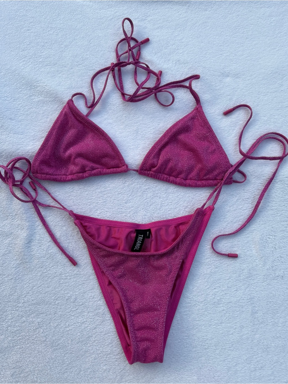 triangl swimwear Shimmer Pink VINCA String Bikini Set S Top and XL Bottom!!!